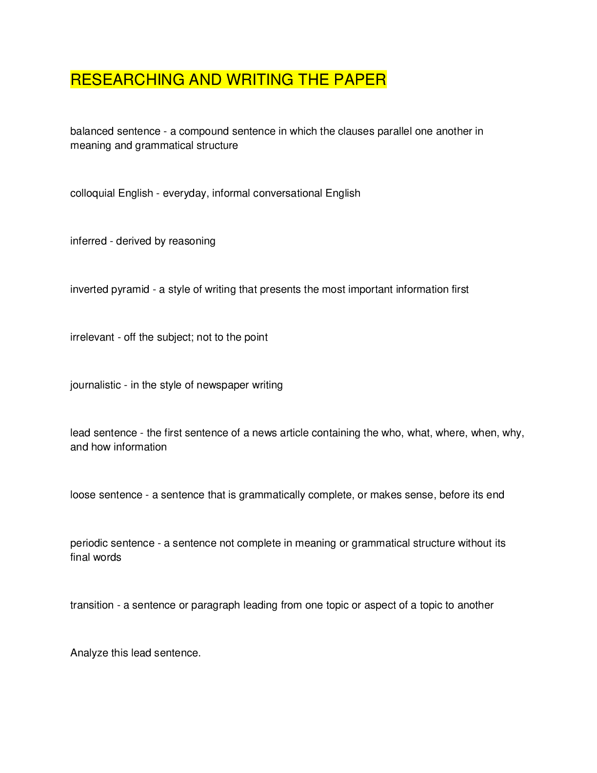 Preview image for RESEARCHING AND WRITING THE PAPER